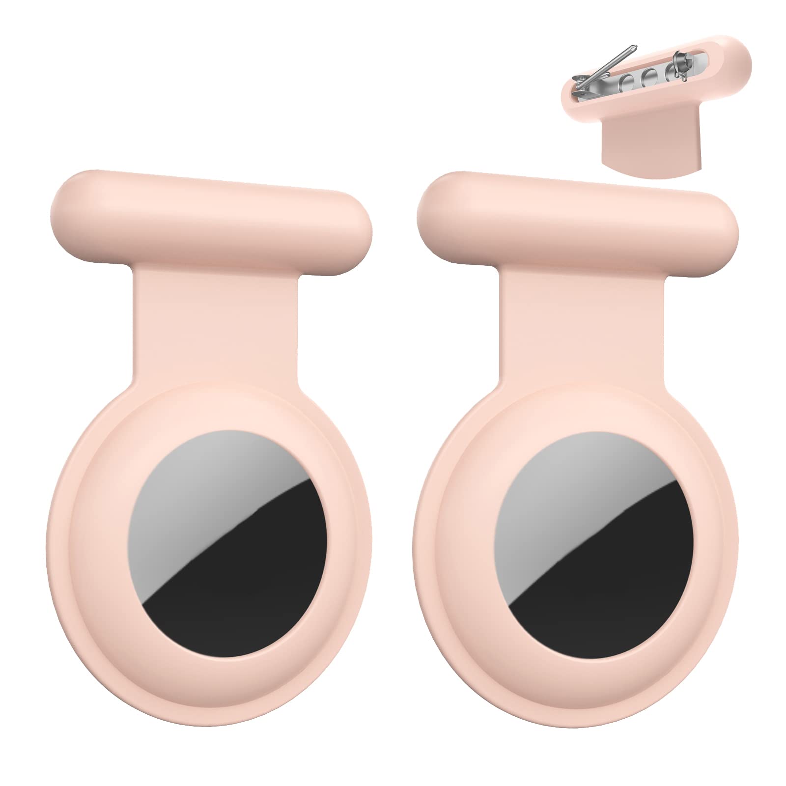 Airtag Holder With Safety Pin(2 Pack, Pink), Hidden Wearable Airtag Case With Brooch Clip For Clothes Of Kids, Teens, Elder. Better Substitute For Air Tag Gps Accessories Of Bracelet, Necklace