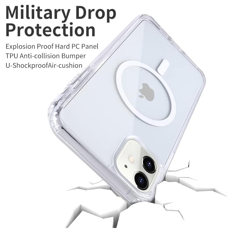 Gyizho Strong Magnetic Clear For Iphone 11 Case [Compatible With Magsafe] [Military Grade Drop Tested] Shockproof Protective Sli