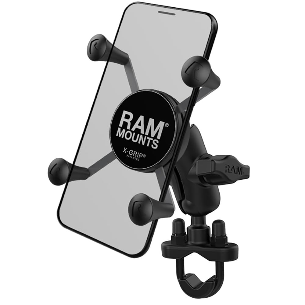 RAM MOUNTS X-Grip Small Phone Mount with Handlebar U-Bolt Base RAM-B-149Z-A-UN7U with Short Arm for Motorcycle, ATV/UTV, Bike