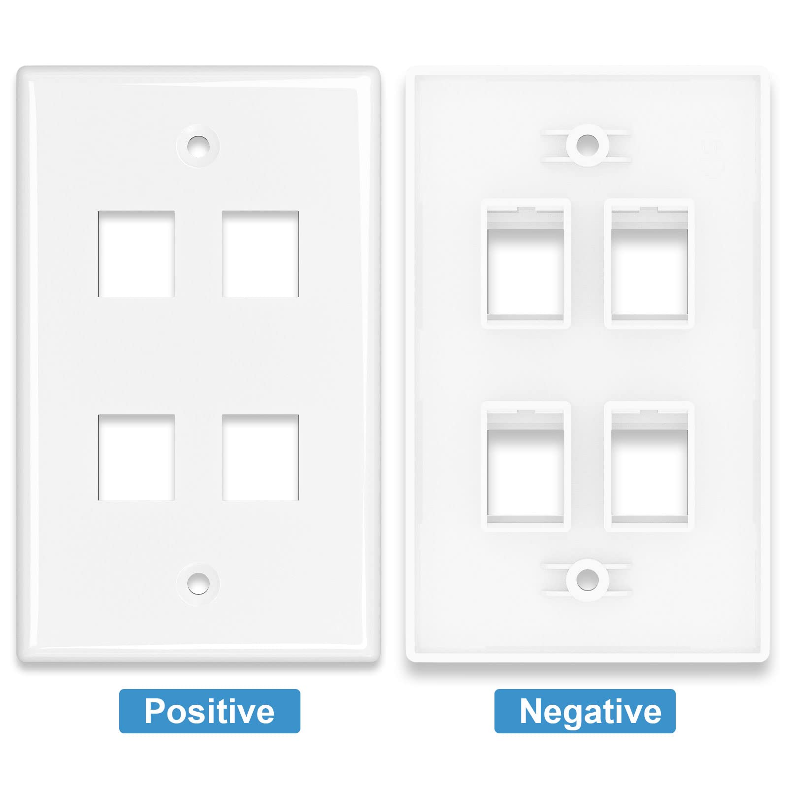 Iwillink (1 Pack) 4 Port Ethernet Wall Plate, Keystone Jack Wall Plate With Rj45 Keystone Inline Coupler Insert, Female To Femal