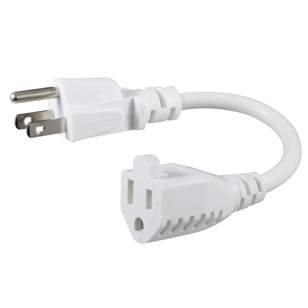 Kuncan Short Power Extension Cord   8 Inches 3 Prong Grounded Outlet Saver 16Awg/13A Heavy Duty Power Cord (Nema 5 15P To Nema 5