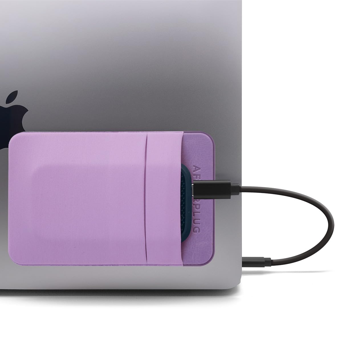 Afterplug 2 Pocket Adhesive Pouch For Laptop, Compatible With External Ssd, Apple Magic Mouse, Usb Cable And More   Lilac Purple
