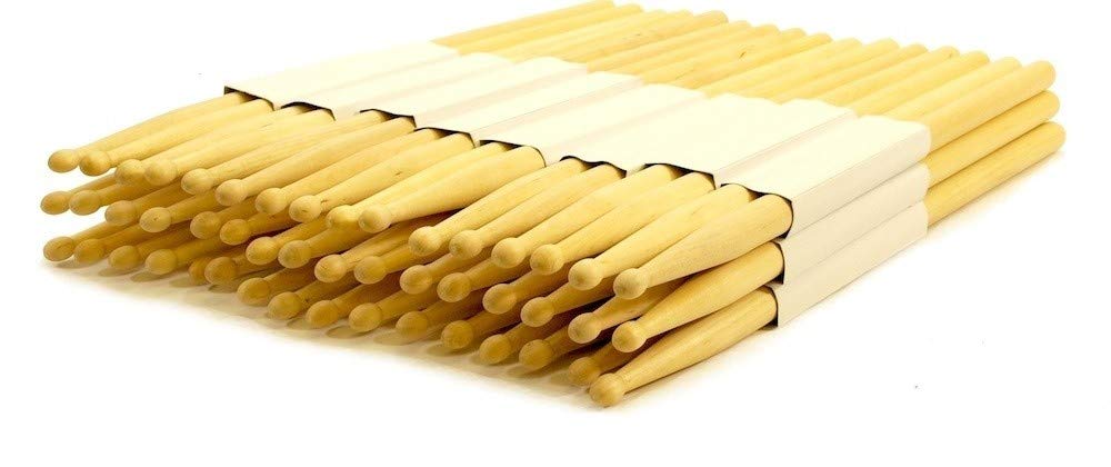 12 Pairs   7B Wood Tip Natural Maple Drumsticks   Pro 24 Drum Sticks New