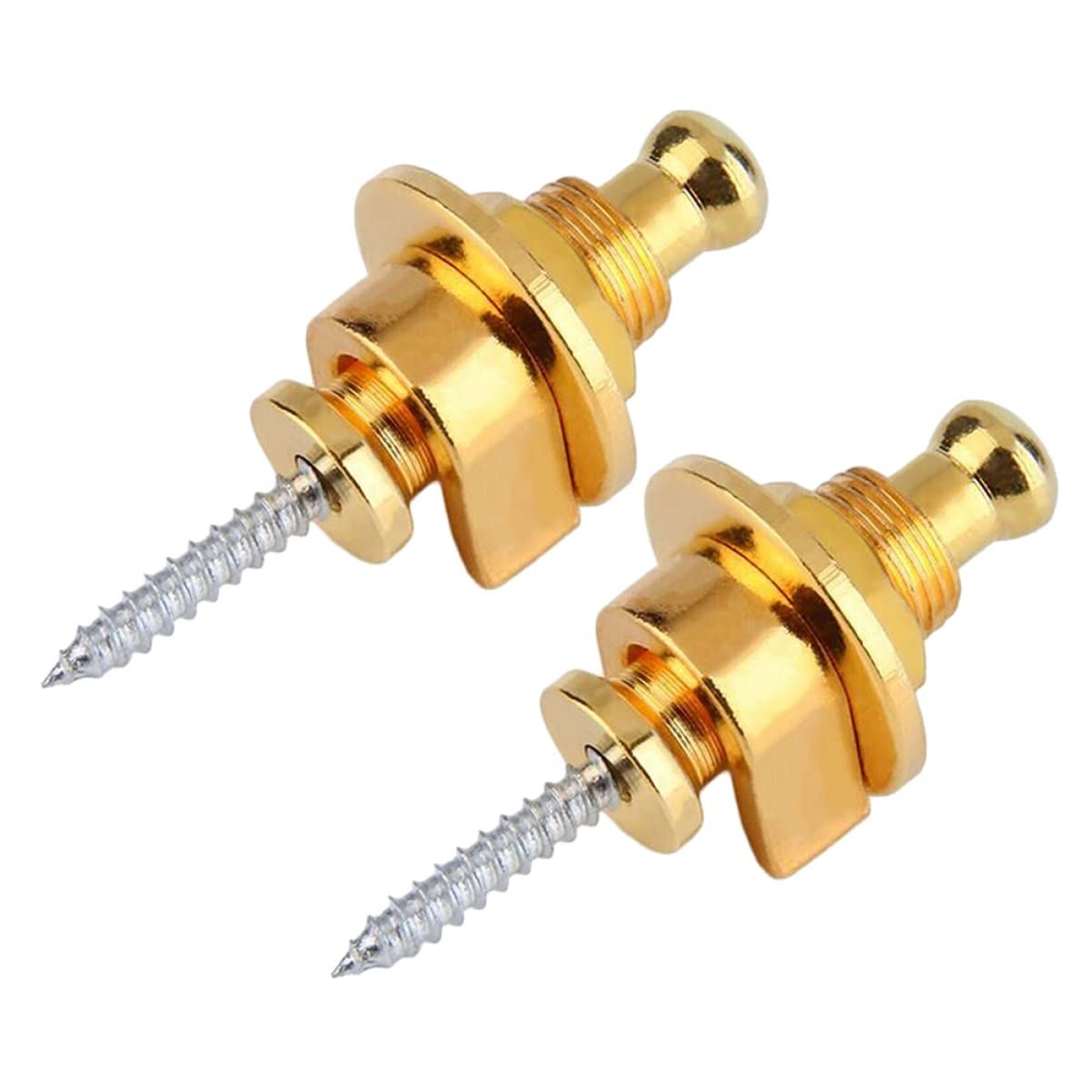 Vaguelly 2pcs Golden Guitar Strap Lock Nail  Bass Belt Locks for Electric Acoustic Bass Guitars Easy to Install End Pin Delicat