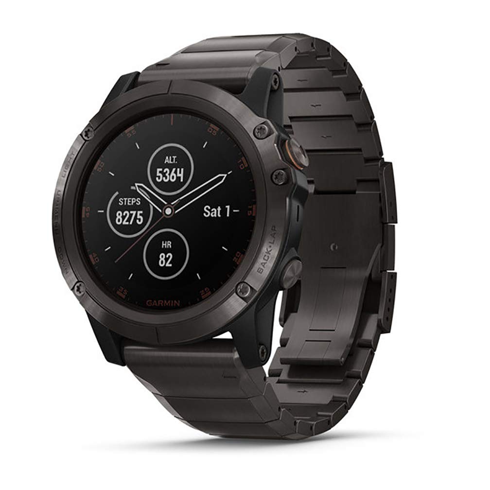 Garmin fenix 5X Plus, Ultimate Multisport GPS Smartwatch, Features Color Topo Maps and Pulse Ox, Heart Rate Monitoring, Music an