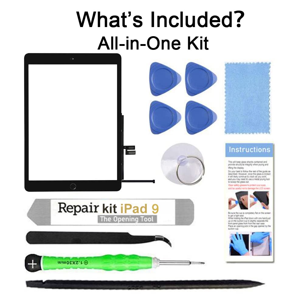 For Ipad 9 (9Th Gen 2021) A2602 A2603 A2604 A2605 Screen Replacement Glass Touch Digitizer Repair Kit With Home Button & Tools