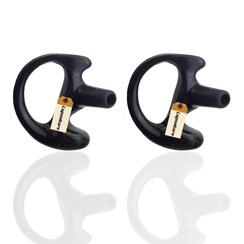 Lsgoodcare 10Pcs Replacement Earmold Earbud Right Ear Piece Compatible For Motorola Kenwood Midland Two Way Radio Acoustic Coil Tube Earpiece   Silicone Walkie Talkie Earmould Ear Buds Black Small
