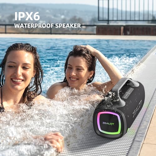 Zealot Bluetooth Speaker,100W Booming Sound Speakers Bluetooth Wireless, Dual Pairing, Xbass, Bluetooth 5.3, 24000Mah Power Bank, Portable Outdoor Waterproof Speaker For Camping, Beach, And Party