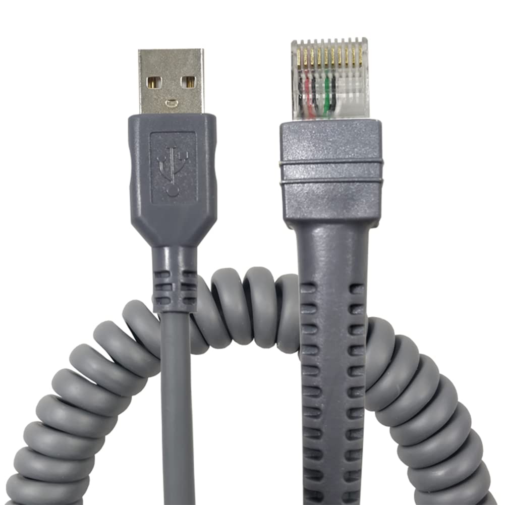Bar Code Scanner Part, Usb Cable Spiral 5M Durable Rj45 To Usb Cable Compatible For Zebra Symbol Motorola 2208 Series Barcode Sc