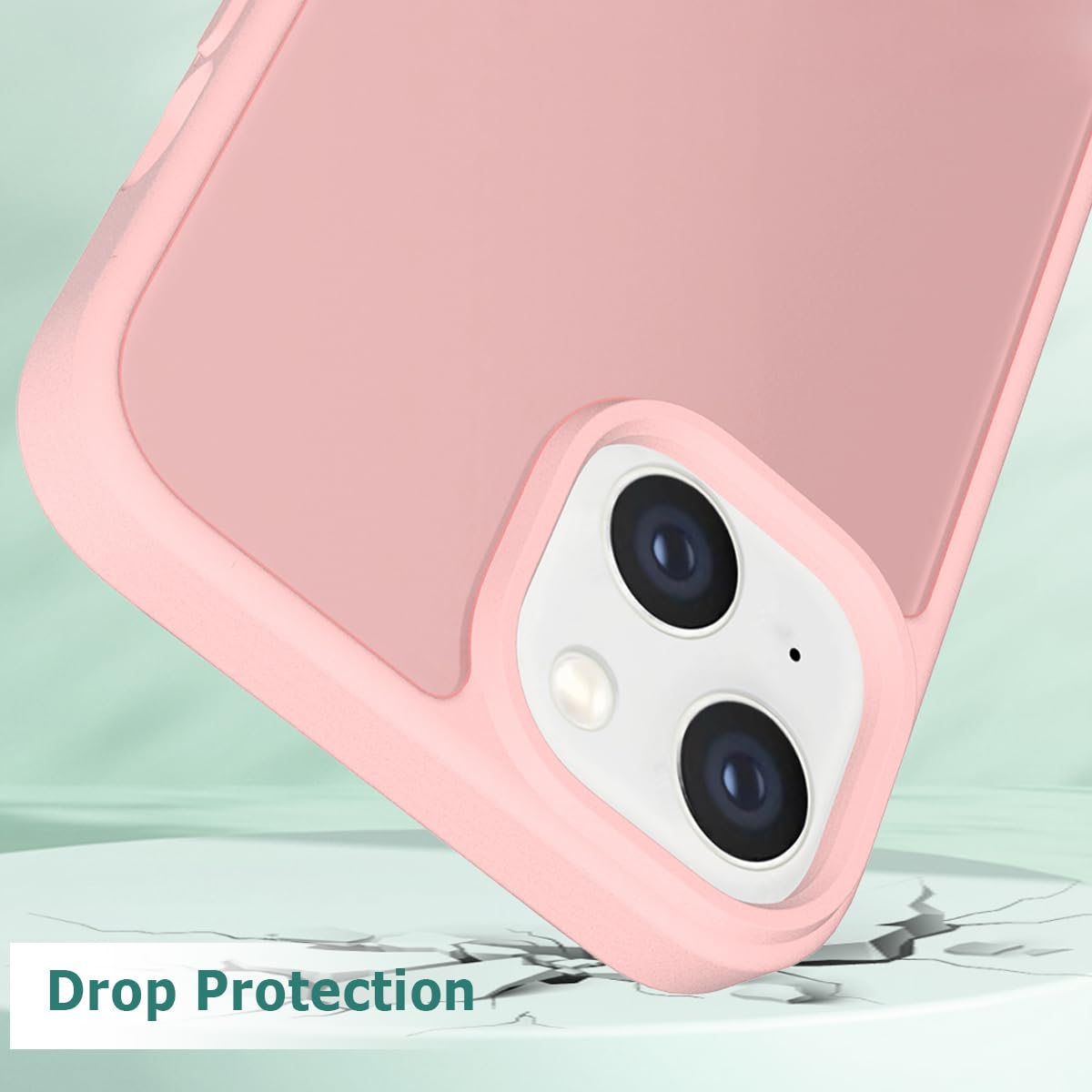 TENOC iPhone 13 Mini Case, Translucent Pink Matte Hard Back Cover, Protective Bumper for 5.4 Inch Phone