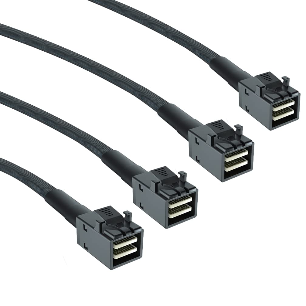 2 Pack 12G Internal Mini Sas Hd Sff 8643 To Sff 8643 Cable, 0.8M Internal Mini Sas To Mini Sas Cable, 36 Pin, With Sideband, 100