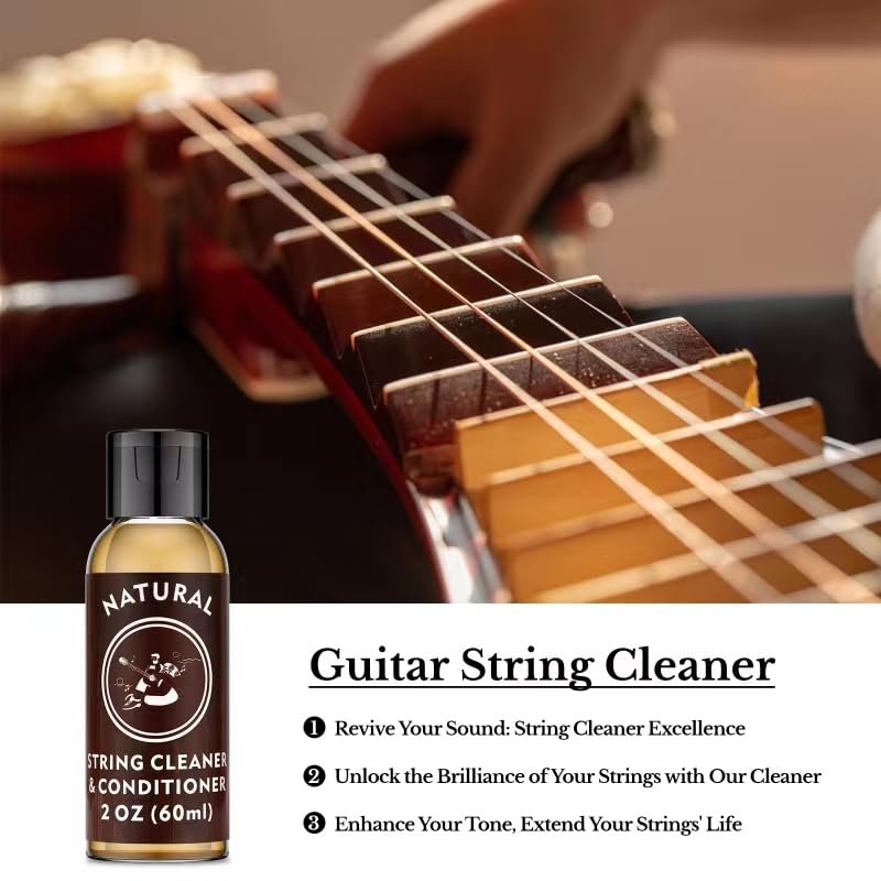 Deviser Guitar Cleaning,All In One Kit,Fretboard Lemon Oil,Polish,Guitar String-Cleaner,Guitar String Winder,Cleaning Cloth For