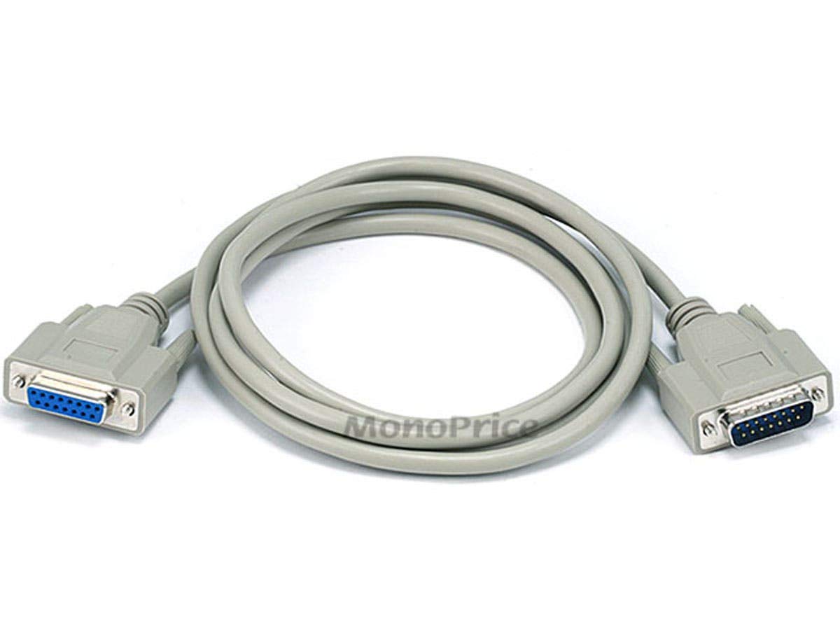 Monoprice 6Ft Db15 M/F 1:1 Molded Cable   Beige