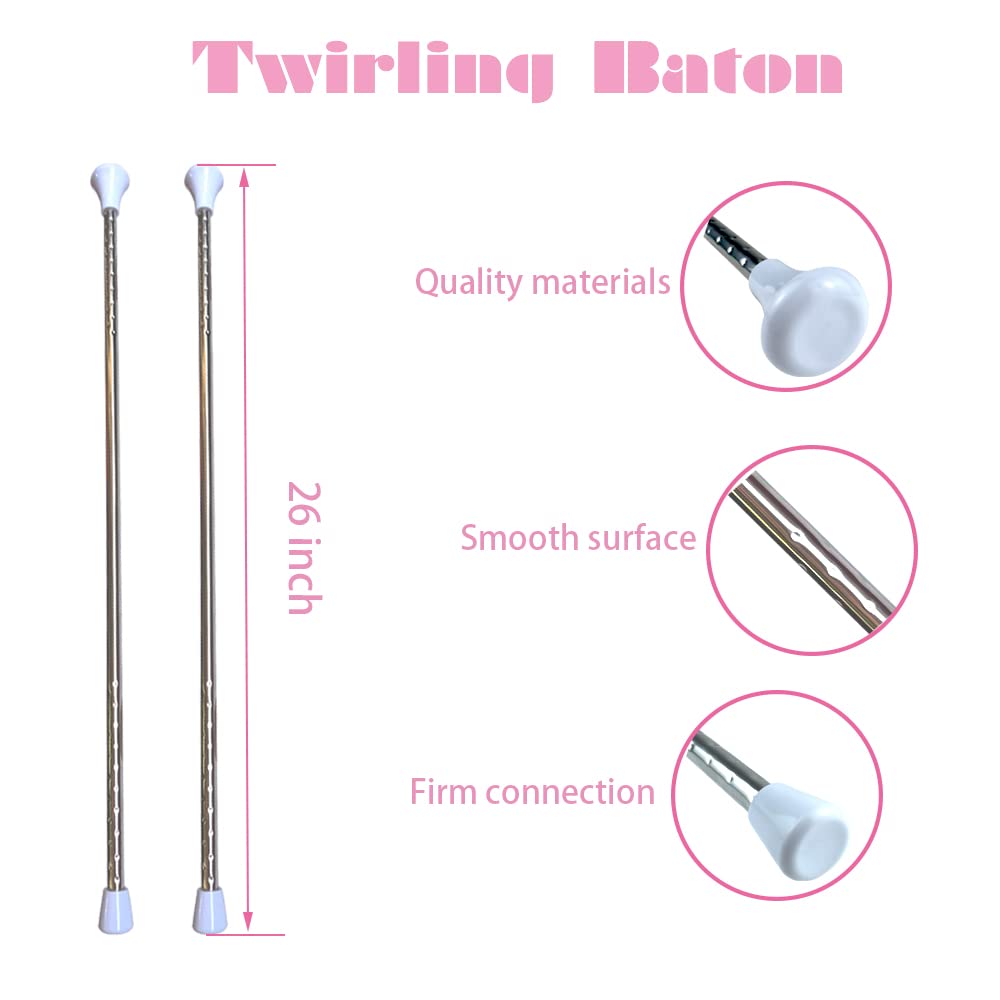 Oiloda 2 Pcs Twirling Baton 26 Inches Marching Band Baton Spinning Dance Baton Metal Gymnastics Parade Stick For Child In Majore