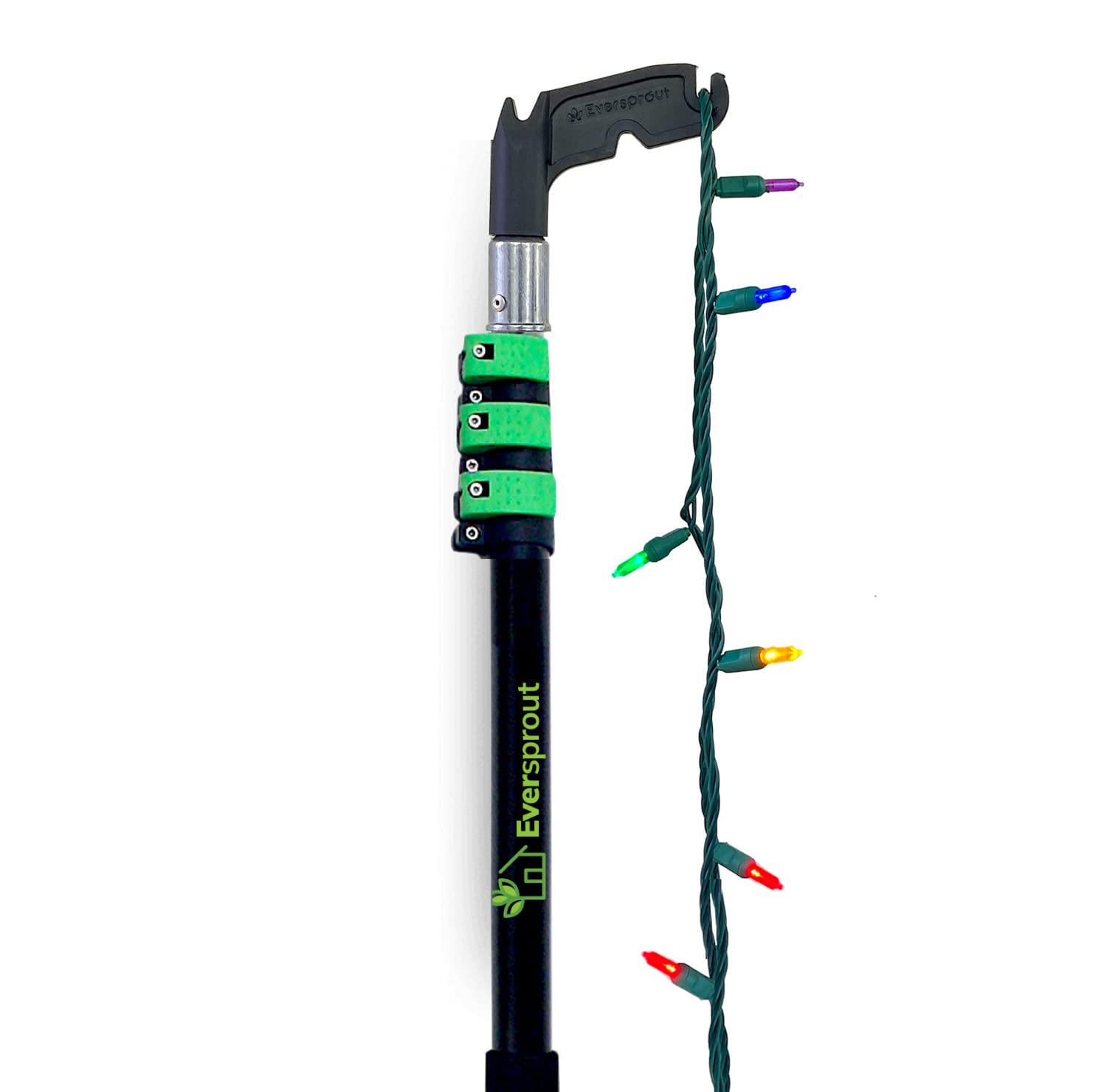 Eversprout 7 To 24 Foot Utility Hook With Extension Pole (30 Foot Reach) | Installing And Hanging Christmas/String Lights, Birdf