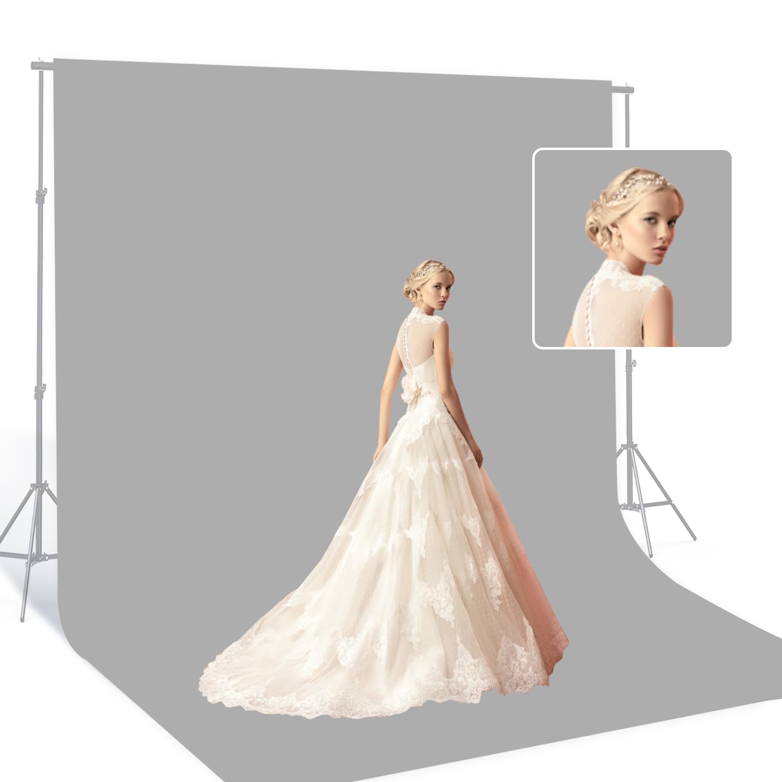 Beiyang Light Grey 10 X 20 Ft Large Screen Backdrop Cloth For Photography, Non Reflective Gray Photo Background Screen For Portr