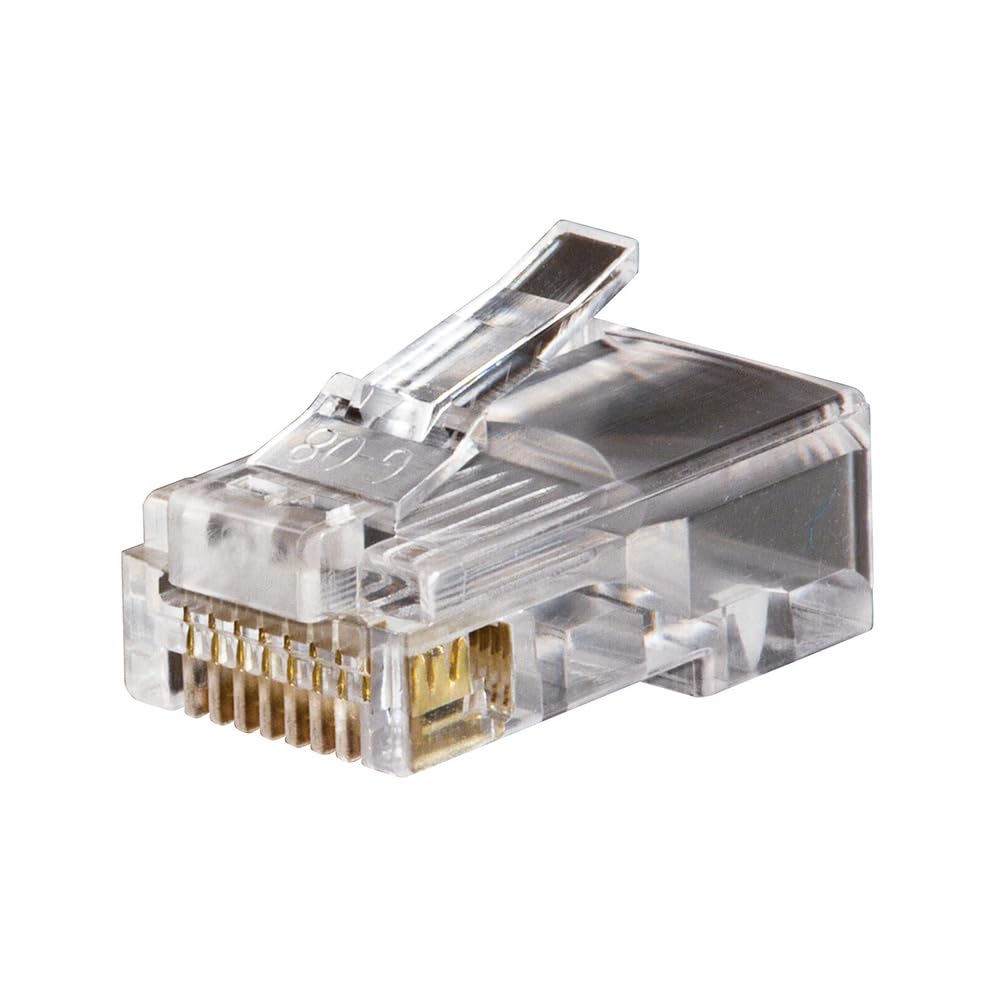 Klein Tools VDV826-628 RJ45 Connectors, Cat5e Modular Data Plugs with 3-pronged Contact for Solid or Stranded Conductors, 10-Pac