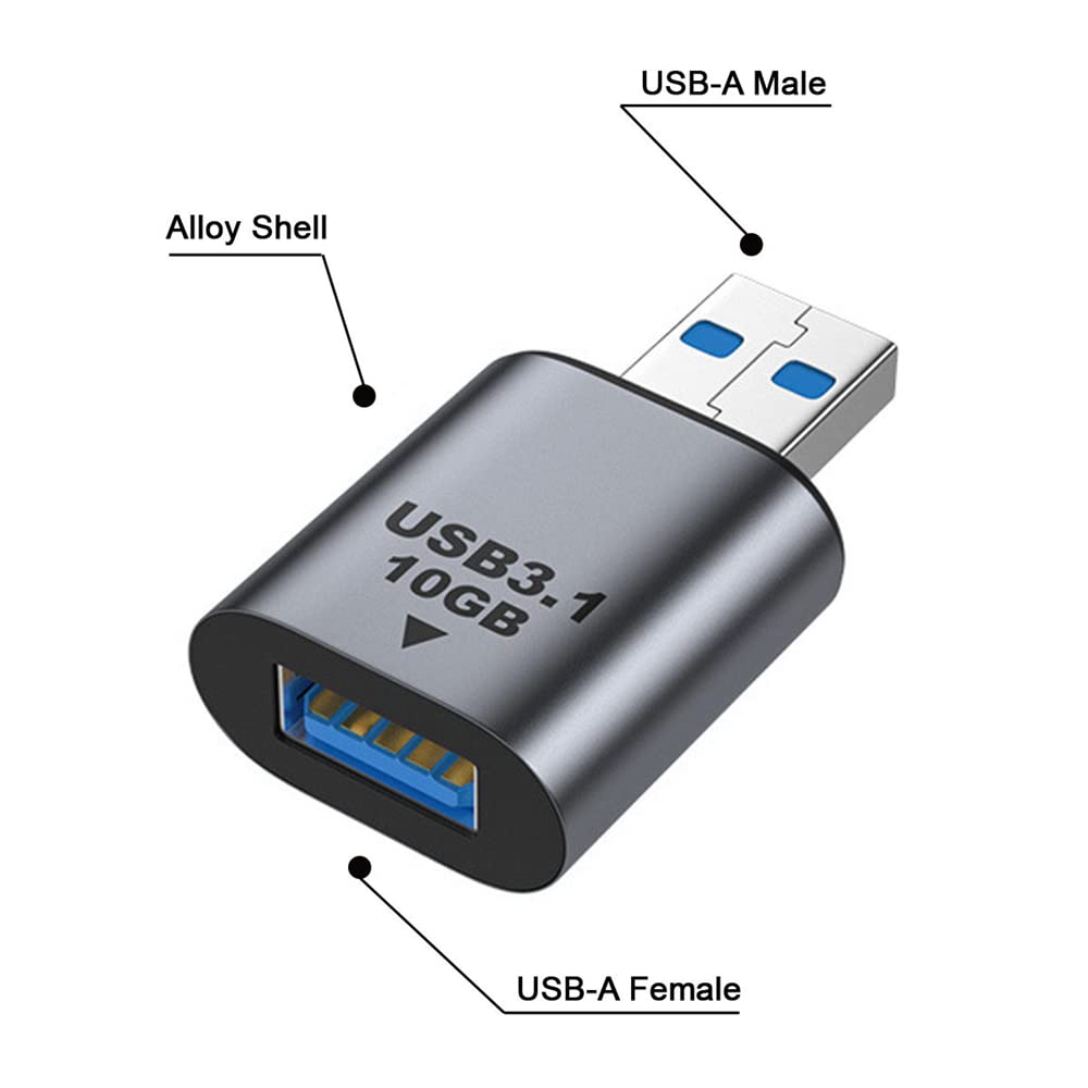 Nfhk Usb 3.0/3.1 Type A Female To Usb 3.0/3.1 A Male Data Adapter 10Gbps Extension For Laptop Desktop