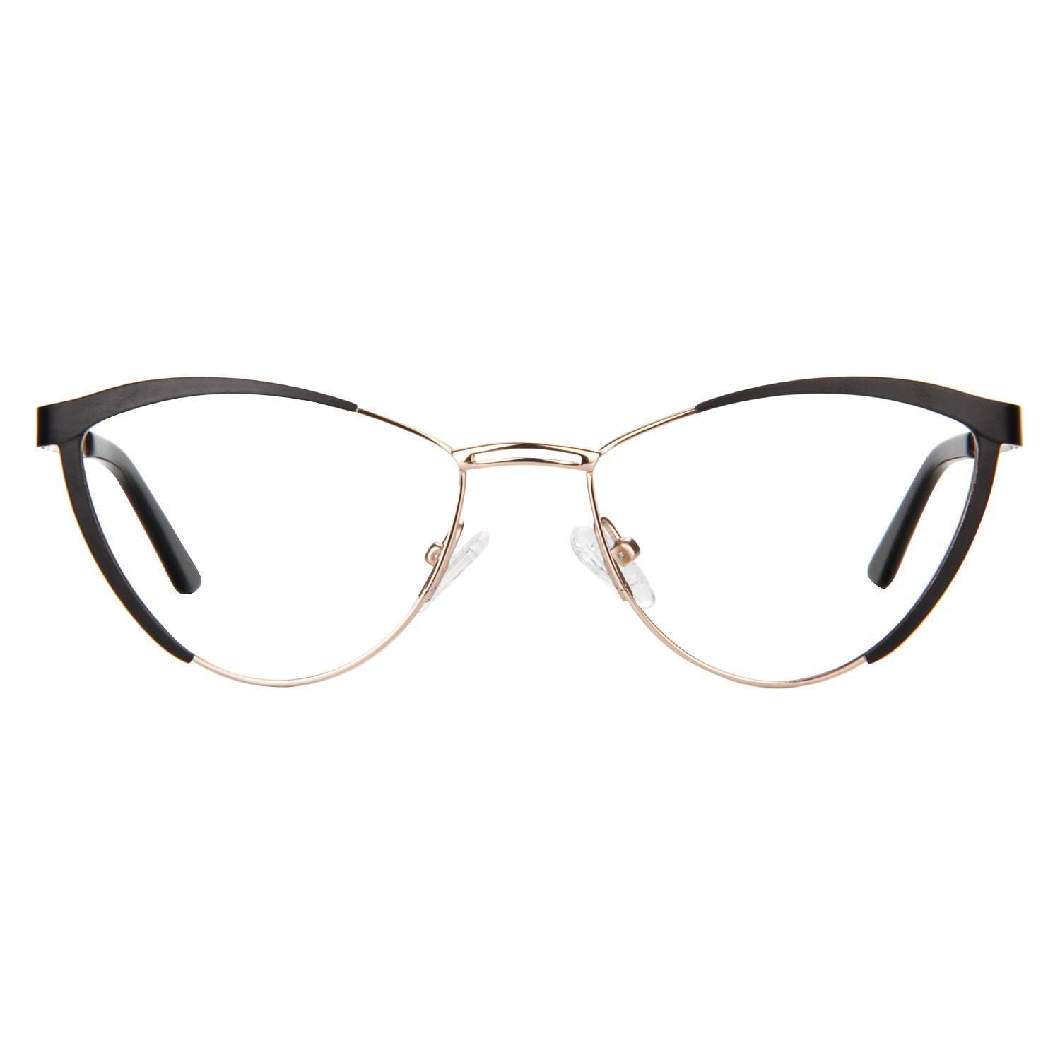 Zeelool Women s Metal Browline Cat Eye Blue Light Blocking Glasses Sydney FM0125-01 Black
