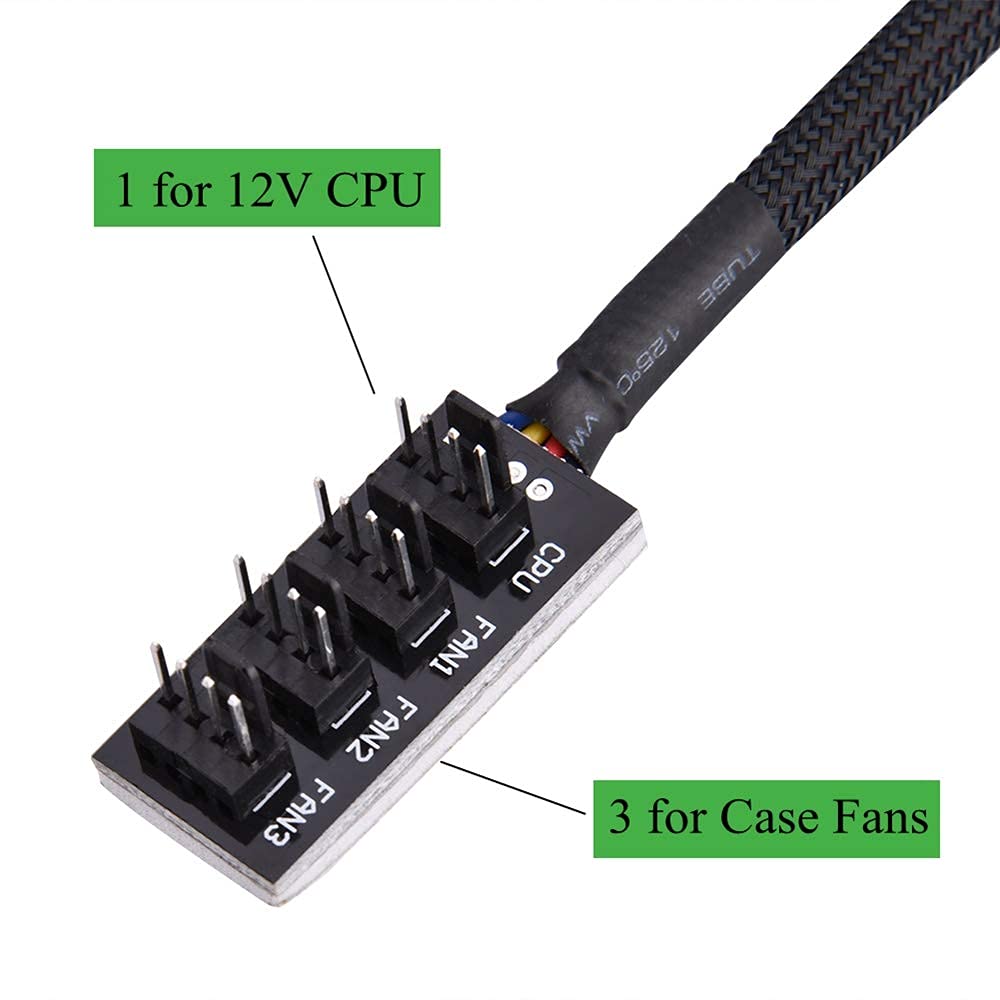 Pwm Fan Hub, 4 Pin Computer Cpu/Case Fan Power Multi Splitter Connector Cable Adapter For Computer Cooler Fans