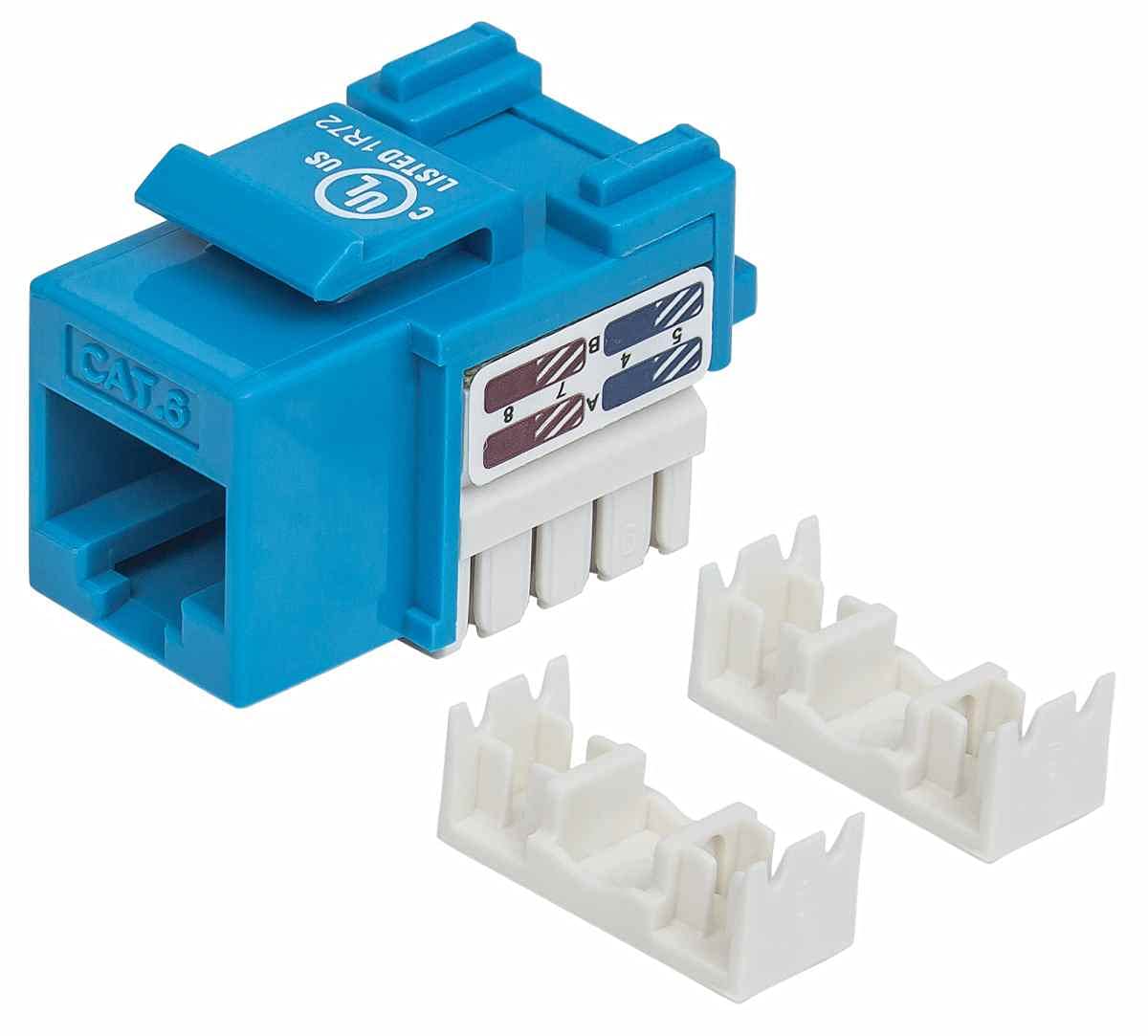Intellinet Cat6 Rj45 Keystone Jack   Punchdown Type   For Utp Cat 6 Cable   Lifetime Mfg Warranty   Blue