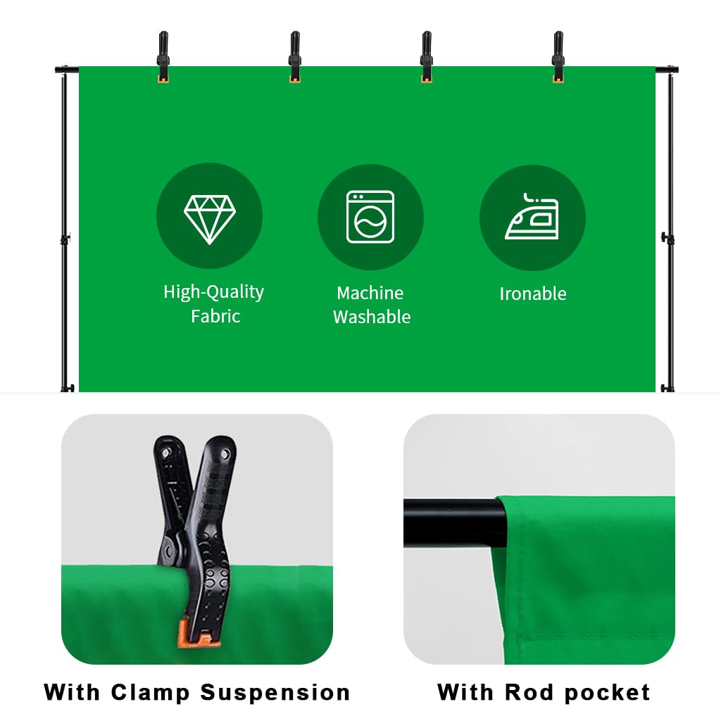 10X12Ft Green Screen Backdrop For Photography, Lcuirc Chromakey Polyester Collapsible Greenscreen Background For Streaming, Phot