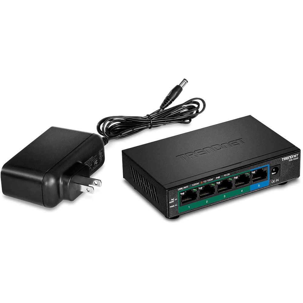 Trendnet 5-Port Gigabit Poe+ Switch, 32W Poe Power Budget, 10Gbps Switching Capacity, Ieee 802.1P Qos, Dscp Pass-Through Support