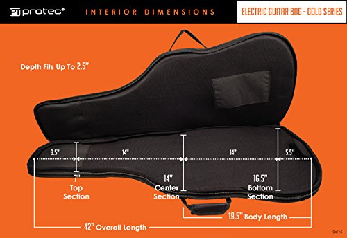 Protec Cf234 Electric Guitar Gig Bag, Gold Series (Fits Strat/Tele Shaped Guitars),Black