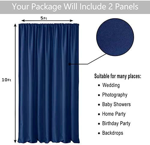 Hiasan Navy Blue Backdrop Curtains For Parties, Polyester Photography Backdrop Drapes For Family Gatherings, Wedding Decorations