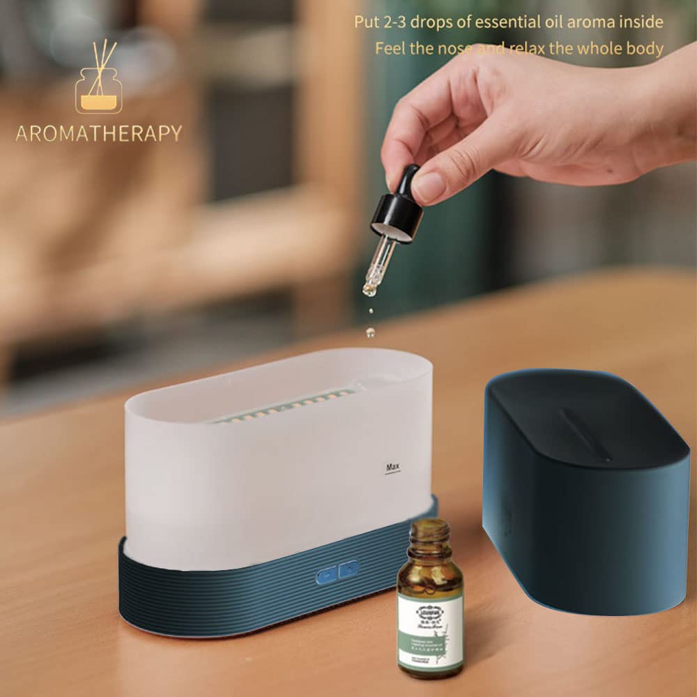 Upgraded 7 Color Flame Fireplace Air Aroma Essential Oil Diffuser,Usb Personal Desktop Noiseless Cool Mist Humidifier With Auto
