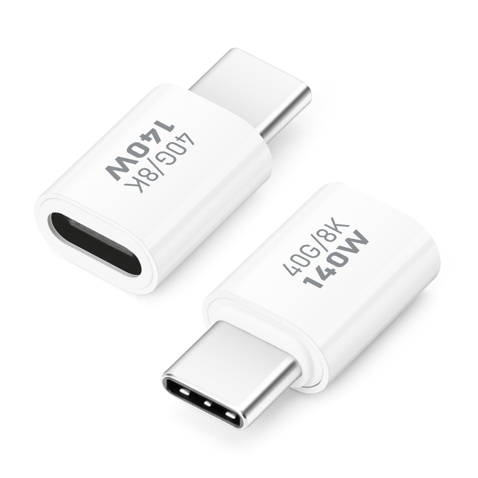 Aiyeen Usb C Adapter 40Gbps (2 Pack), Usb C Male To Female Adapter Usb 4.0 Type C Adapter Data Transfer Connector Compatible For