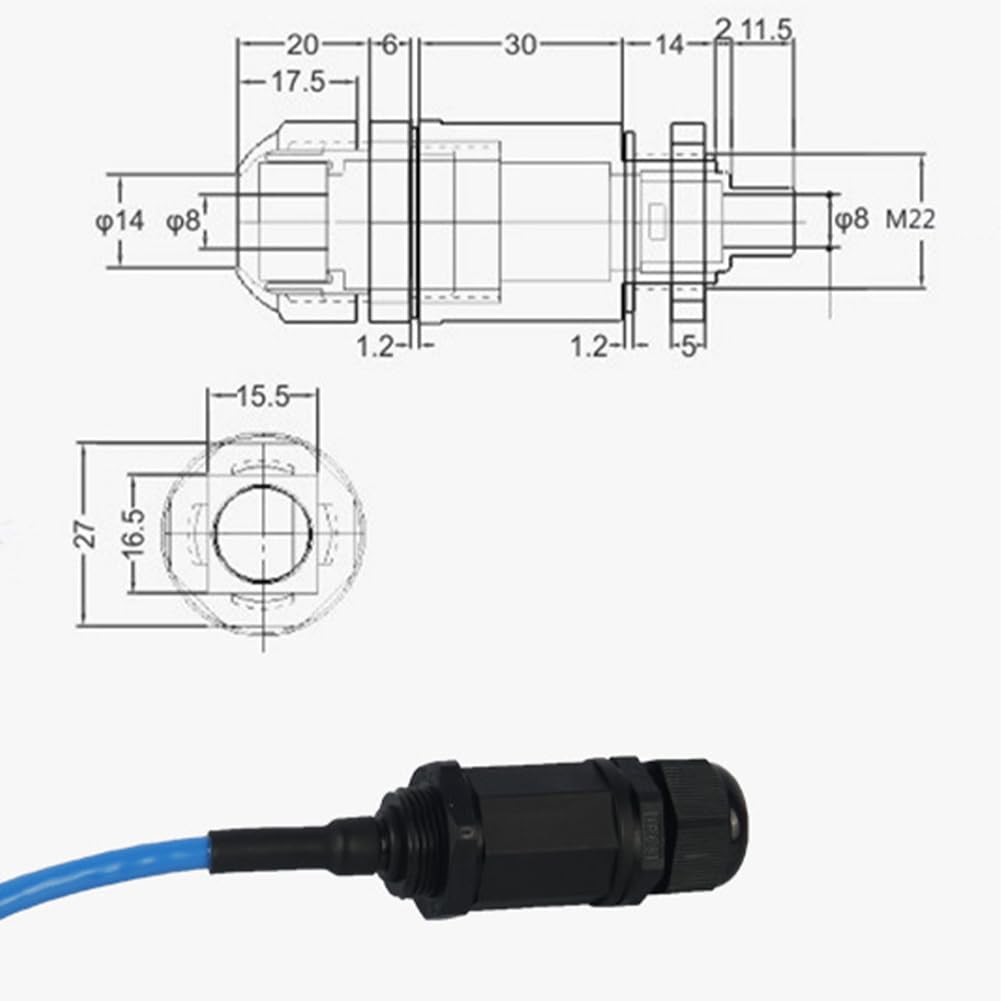 Anmbest 5Pcs M22 Waterproof Ethernet Cat6 Rj45 Connector Ip67 Outdoor Lan Coupler Adapter Male To Female With 25Mm Cable