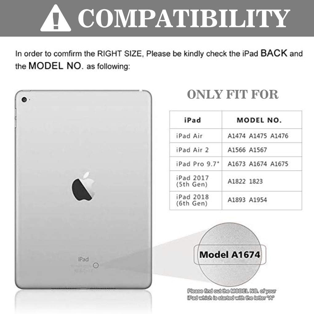 Amzcase For Ipad Pro 9.7 Inch Case With Keyboard For Ipad 6Th Generation(2018),For Ipad 5Th Generation(2017),For Ipad Air 2/1 Ca