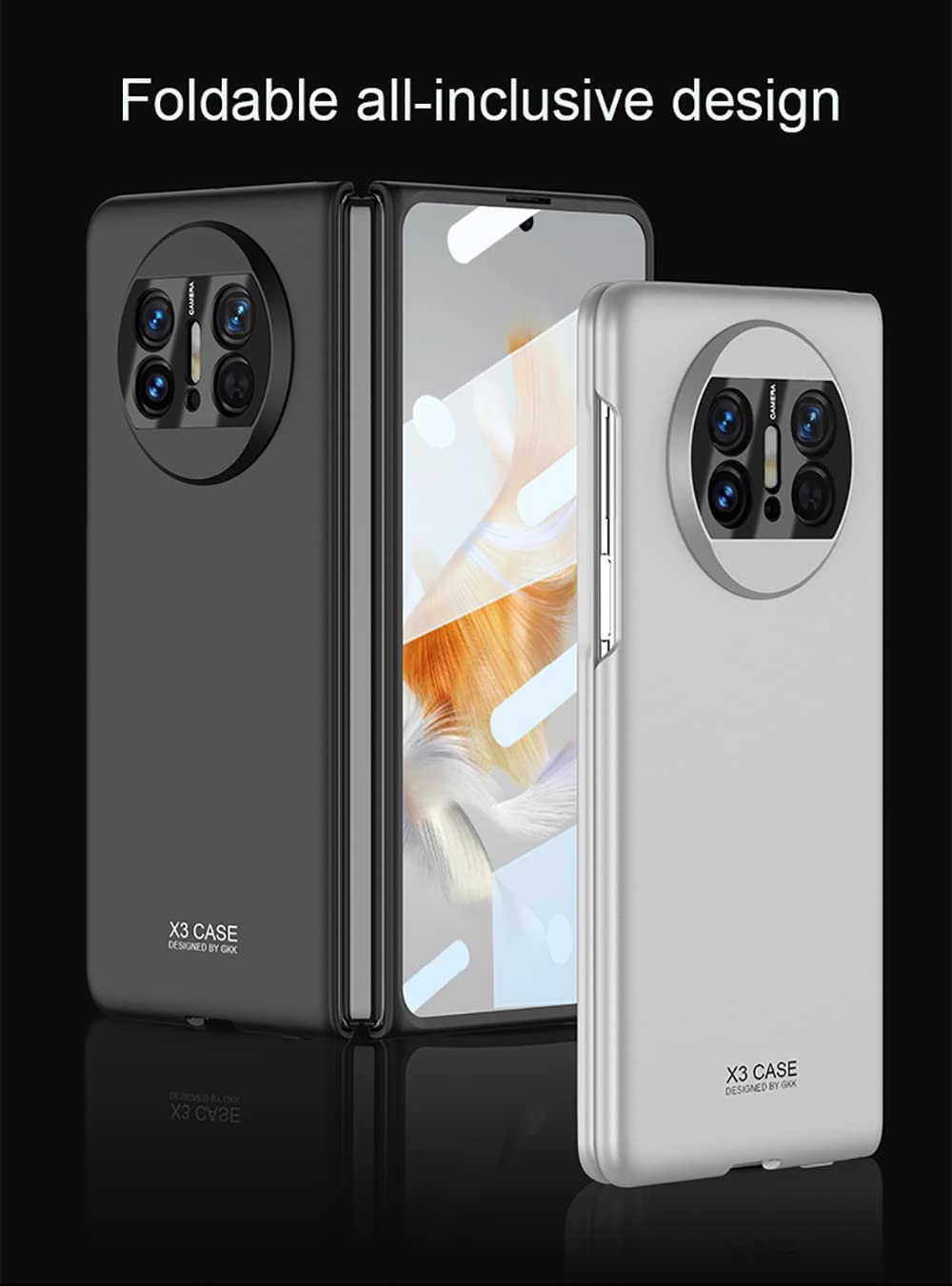 Coque Mate X3 Case,Ultra Slim Tempered Film 3Mm Narrow Border All Inclusive Protection Shockproof Case For Mate X3 Black