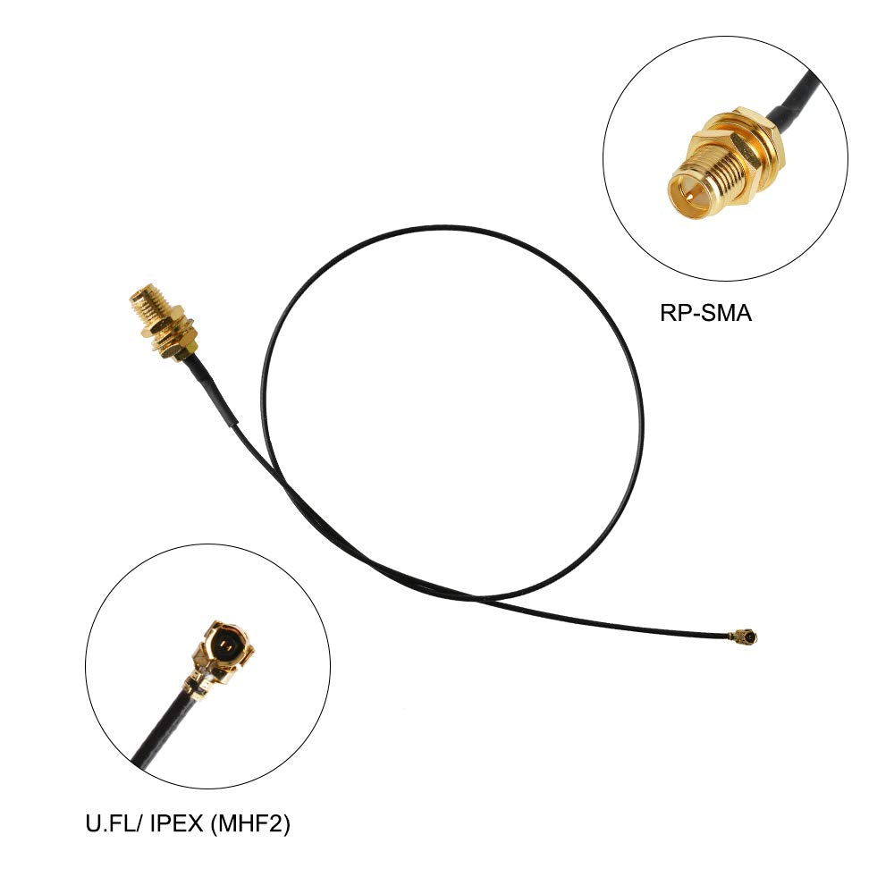 2 X 8Dbi 2.4Ghz 5Ghz 5.8Ghz Dual Band Wifi Rp Sma Male Antenna+2 X 35Cm U.Fl/Ipex To Rp Sma Female Pigtail Cable For Mini Pcie C