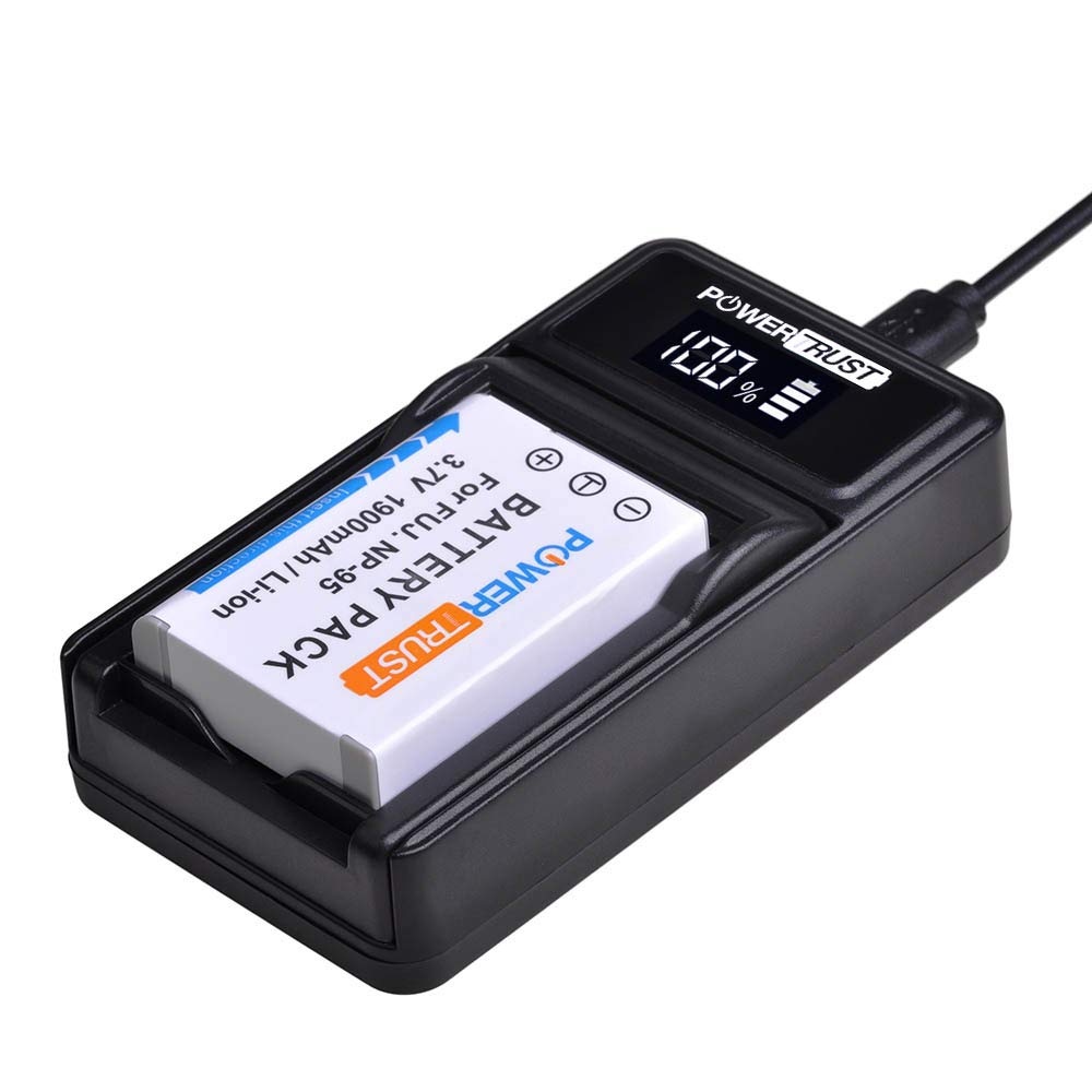 Powertrust 2X 1900Mah Np 95 Np95 Np 95 Li Ion Battery And Charger For Fujifilm Np 95 F30 F31 F30Fd F31Fd 3D W1 X100T X100S X100