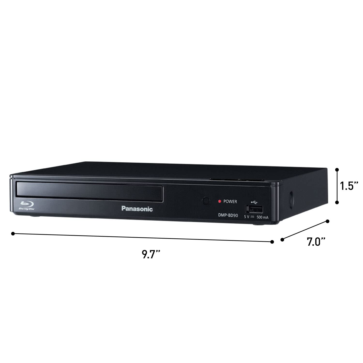 Panasonic Blu Ray Dvd Player With Full Hd Picture Quality And Hi Res Dolby Digital Sound, Dmp Bd90P K, Black