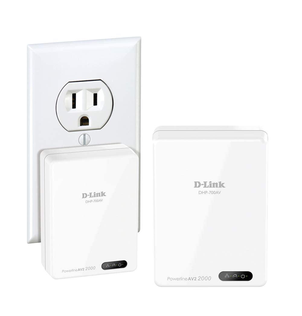 D-Link Powerline Adapter Starter Kit Ethernet Over Power Gigabit AV2 Up to 2000Mbps MIMO Internet Network Wall Plug In (DHP-701A