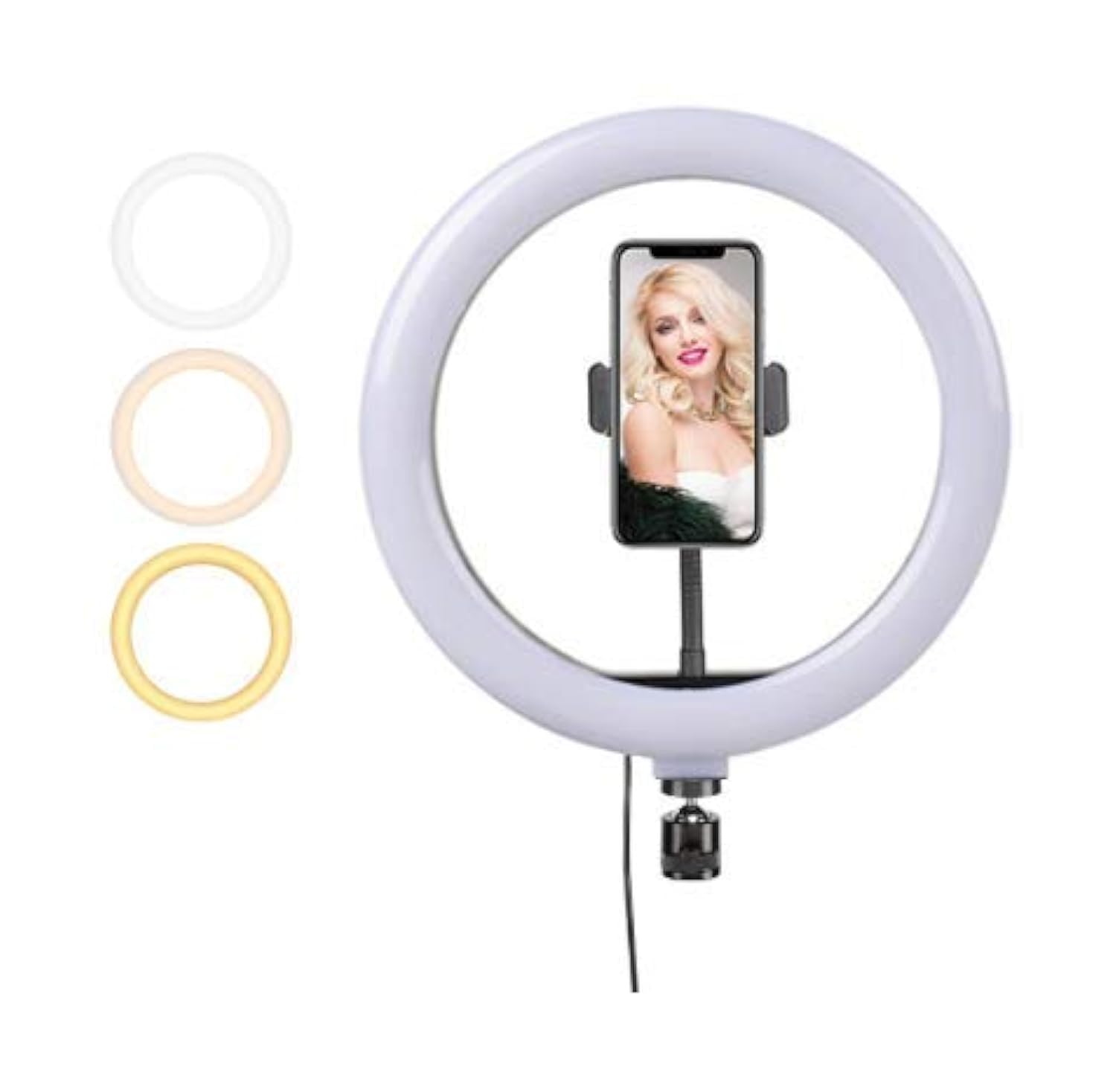 Meea Led Ring Light 10 Inches   O Ring Lights With Phone Holder, 3 Dimmable Color 10 Brightness Levels, Led Lighting For Phone/S