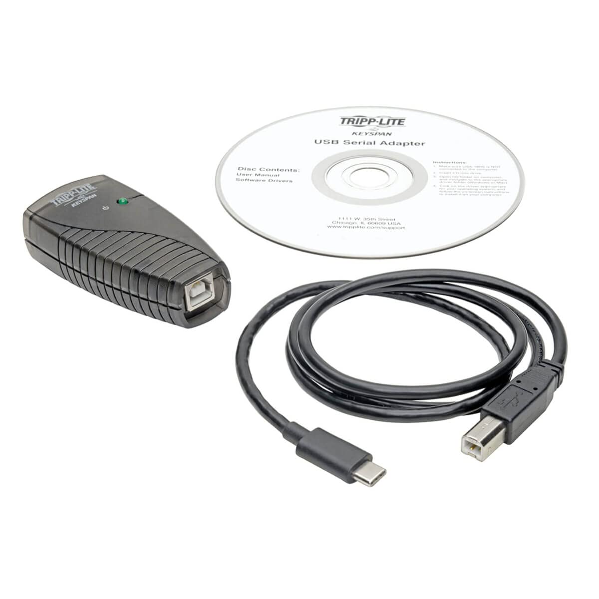 Tripp Lite Keyspan High Speed Usb-C To Serial Adapter Db9 Rs232 Cable, 3 Feet / 0.91 Meters, Windows Server & Macos Compatible,