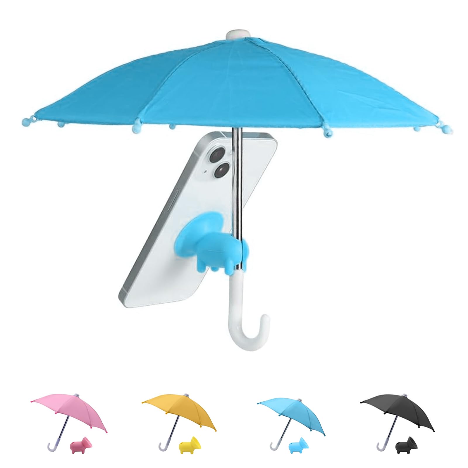 Cell Phone Umbrella Sun Shade Suction Cup Stand (Blue)
