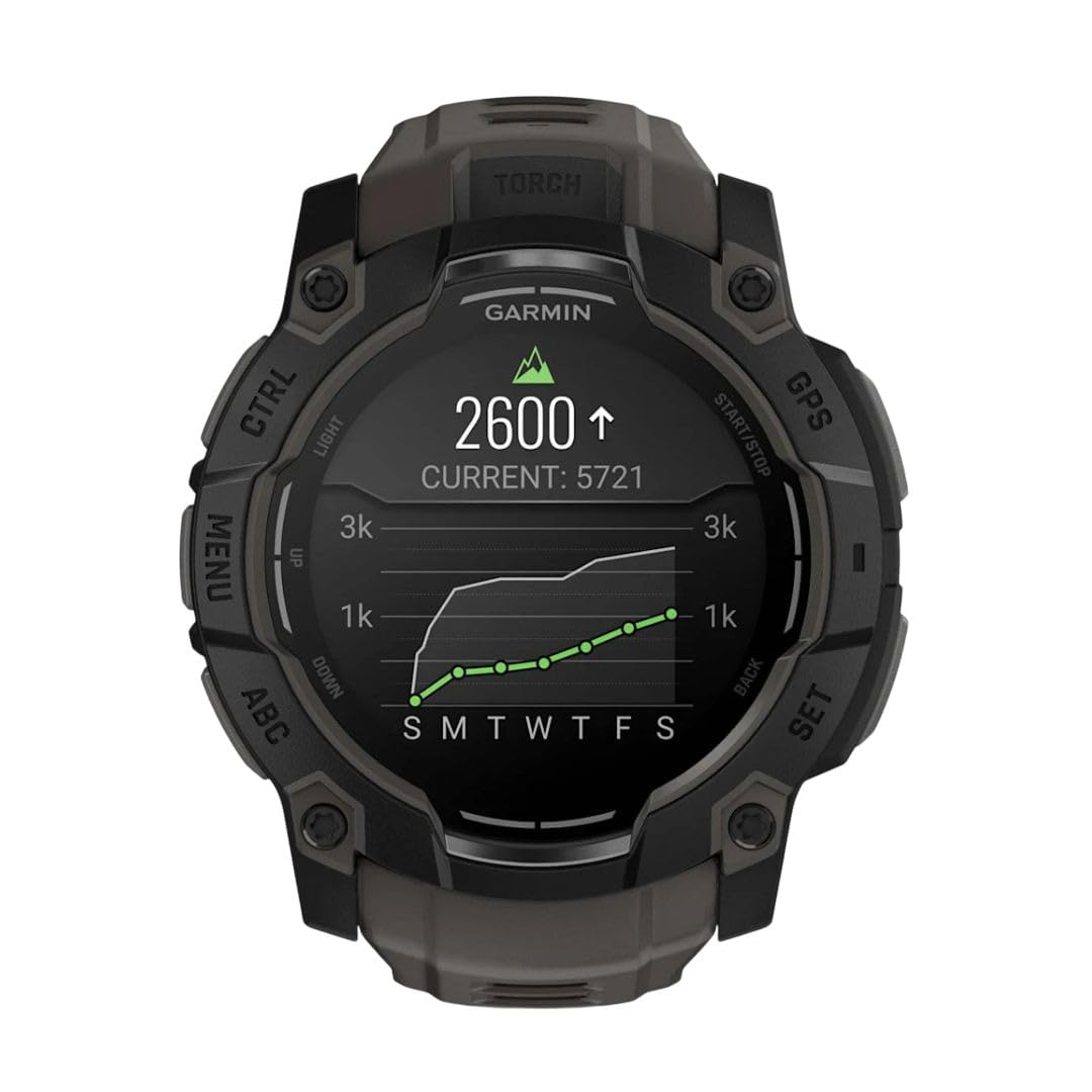 Garmin Instinct? 3 50Mm, Amoled Display, Rugged Outdoor Gps Smartwatch, Metal Reinforced Bezel, Built In Flashlight, Up To 18 Da