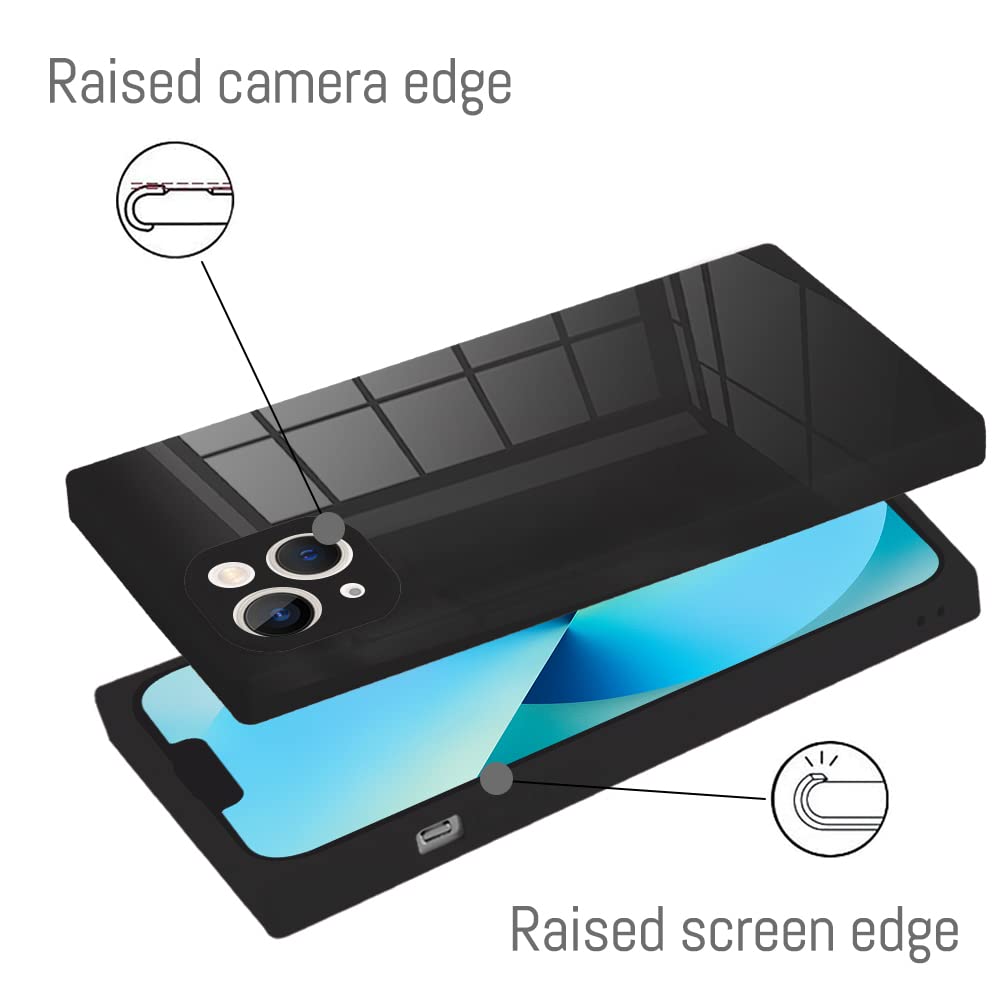 Lsl Compatible With Iphone 13 Case Square Black Soft Tpu Bumper Anti Drop Anti Scratch Shock Absorption Protective Wireless Slim