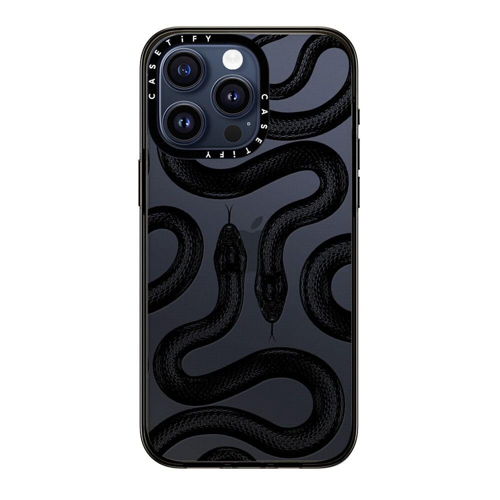Casetify Compact Case For Iphone 15 Pro Max [2X Military Grade Drop Tested / 4Ft Drop Protection]   Black Kingsnake   Clear Blac