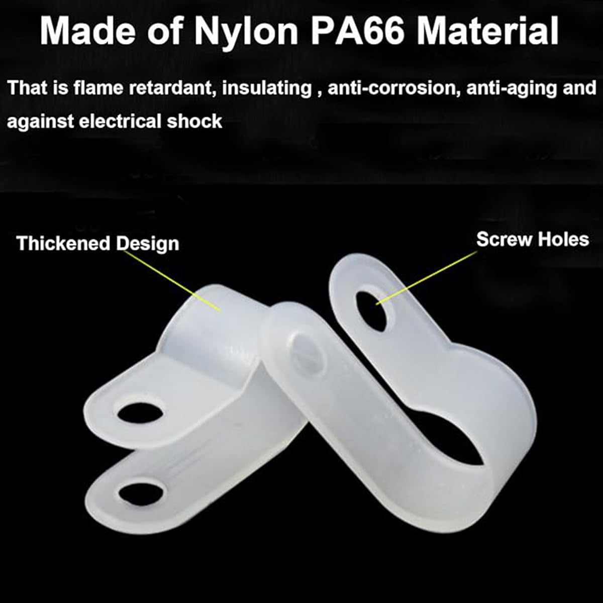 Teansic 50 Pcs 1 Inch R Type Nylon Cable Clamp