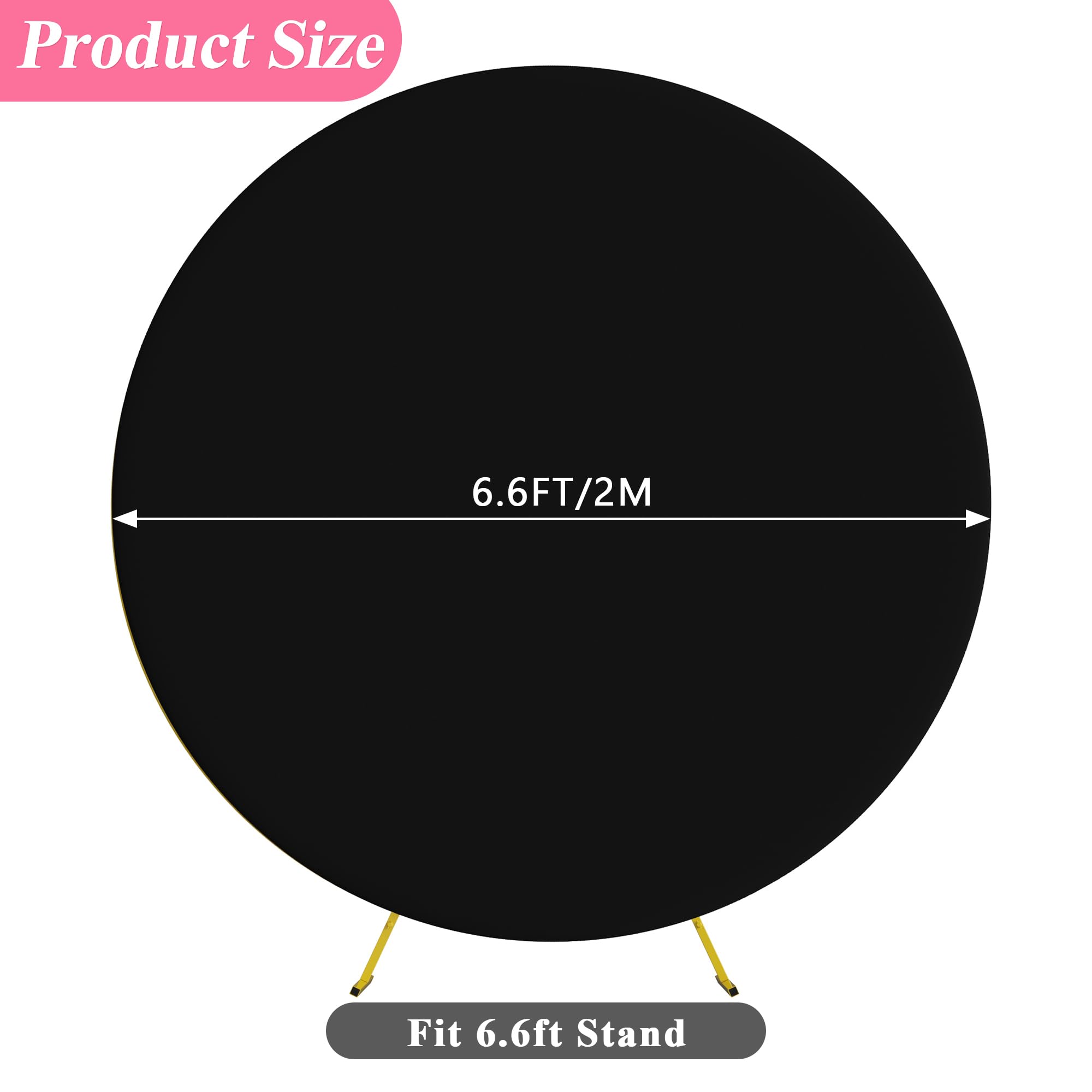 Putros 6.6Ft Round Backdrop Cover Black Circle Arch Cover With Buckles Polyester Fitted Round Balloon Arch Cover For Wedding Bir