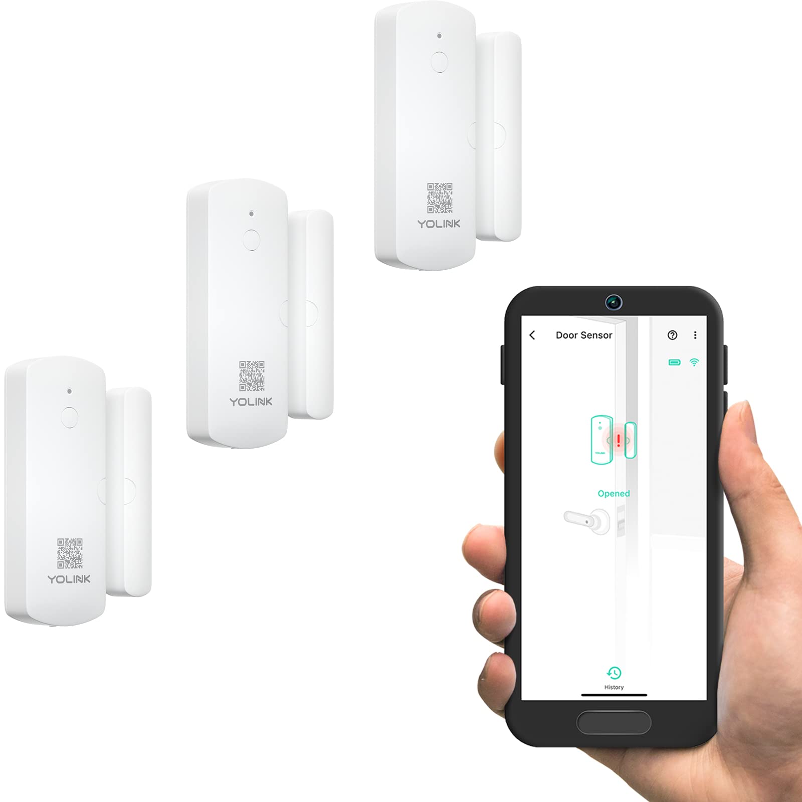 Yolink Lora Smart Door & Window Sensor 3 Pack: Door Left Open Reminders, Up To 1/4 Mile Open Air Range, Up To 5 Year Battery Lif