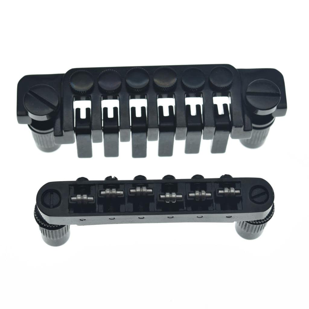 Kaish Black Guitar Roller Saddle Bridge Tune O Matic Bridge With Tp 6 Style Lp Stopbar/Bridge Tailpiece For Epiphone Les Paul Lp