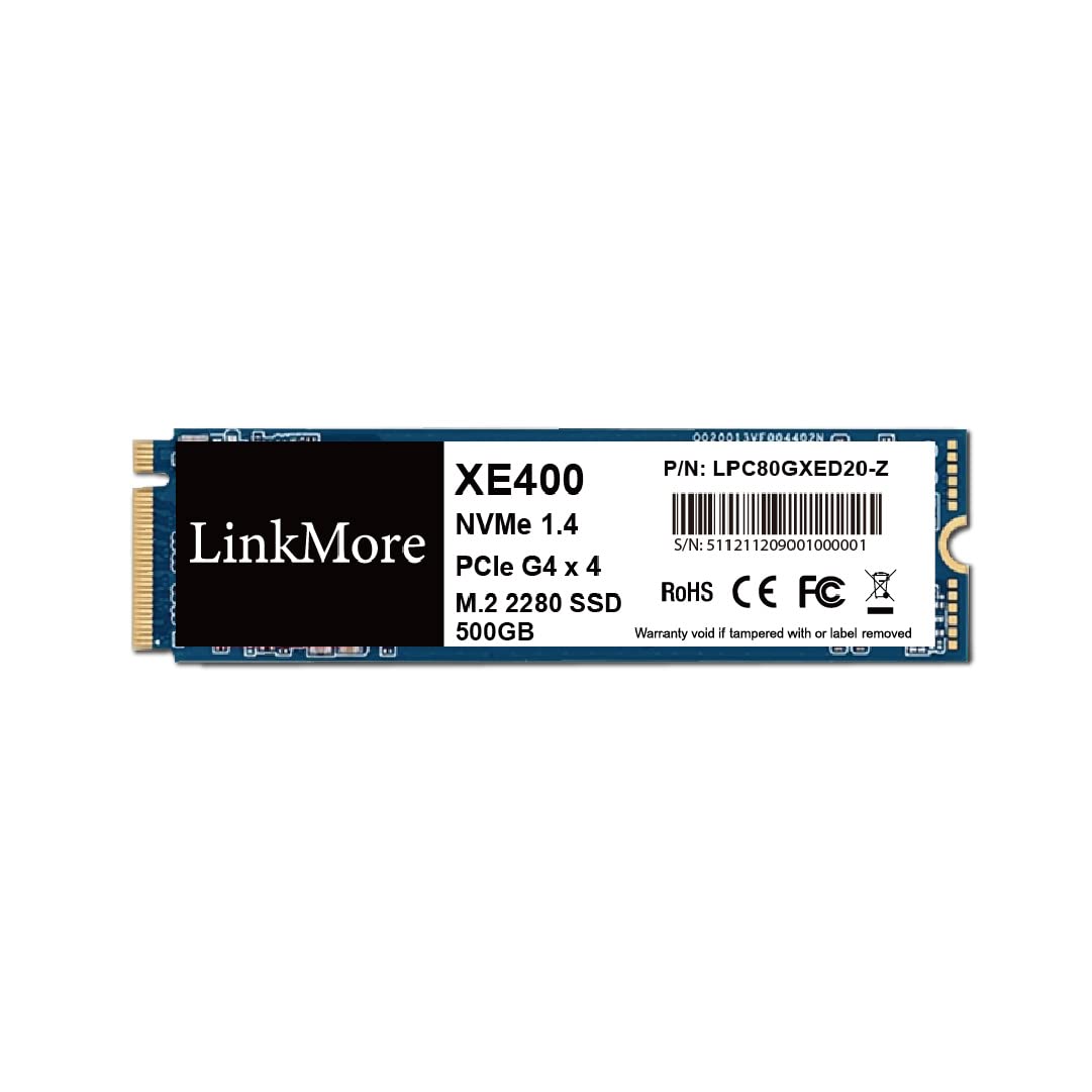 LinkMore XE400 500GB M.2 2280 PCIe Gen4 NVMe 1.4 Internal SSD, Solid State Drive, Read Speed Up to 5000MB/s Storage for PC, Lapt