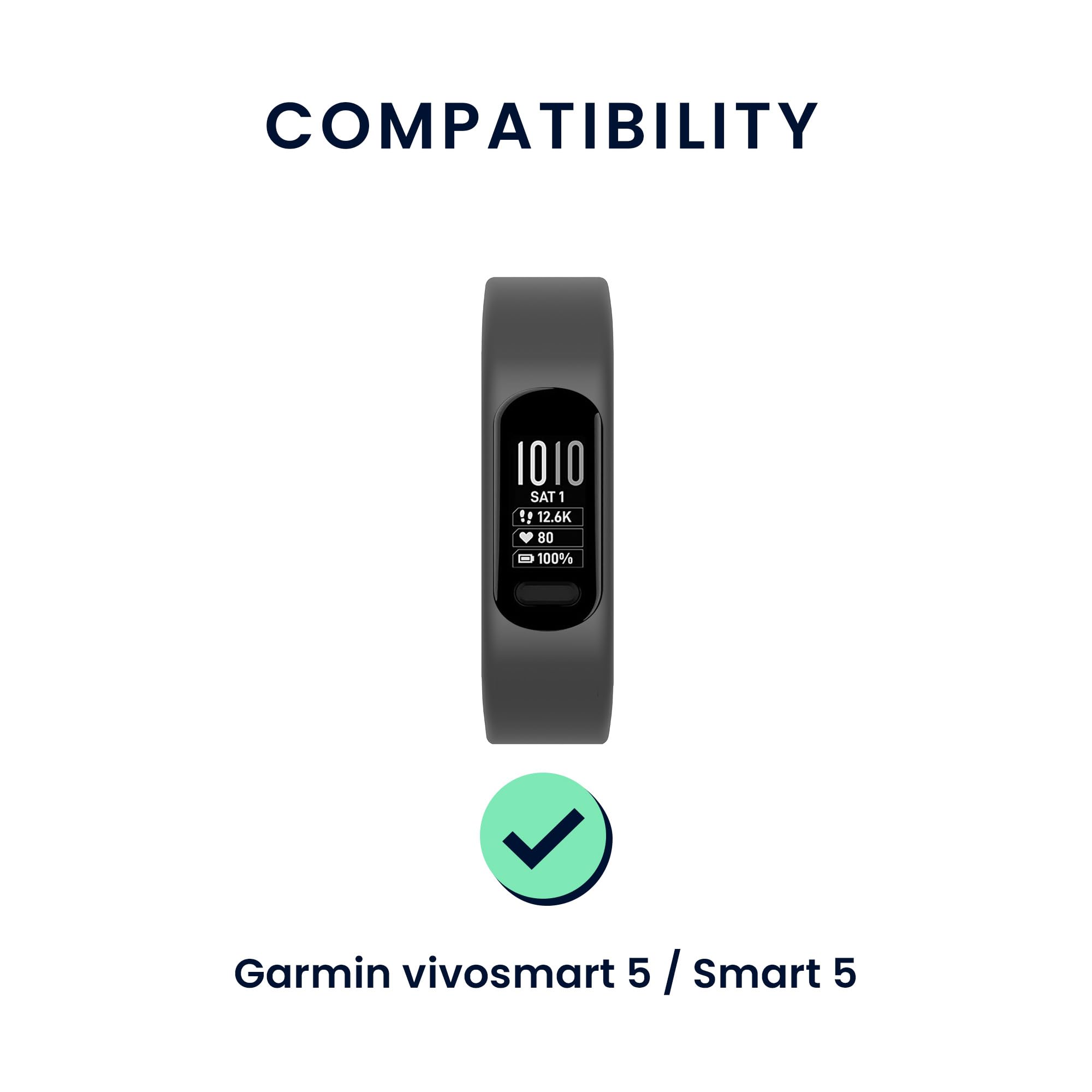 Kwmobile Straps Compatible With Garmin Vivosmart 5 / Smart 5 Straps - 2X Replacement Silicone Watch Bands - Dusty Pink/Pastel Gr